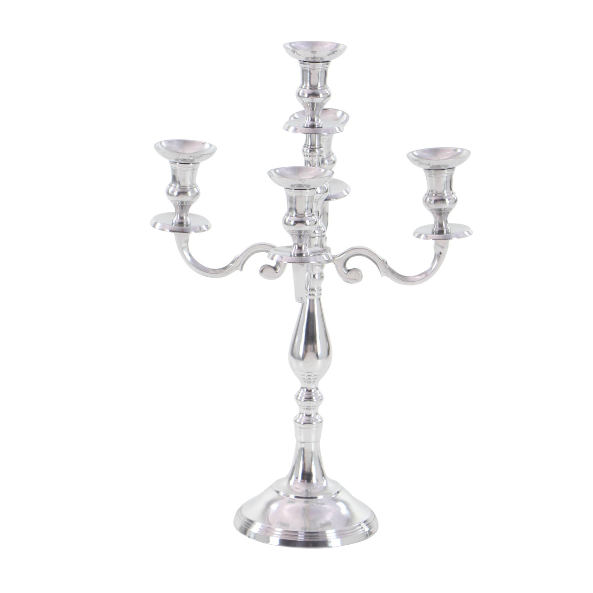 Silver Aluminum Traditional Candlestick Holders, 24" x 16" x 16"